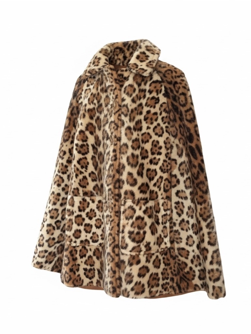 Vintage 60s/70s Leopard Reversible Brown Animal Print Cape Shawl Adult One Size